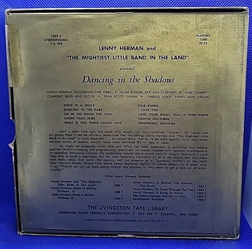 Lenny Herman DANCING IN THE SHADOWS - 2 Track Reel Tap - REEL-TO-REEL - Picture 2 of 3