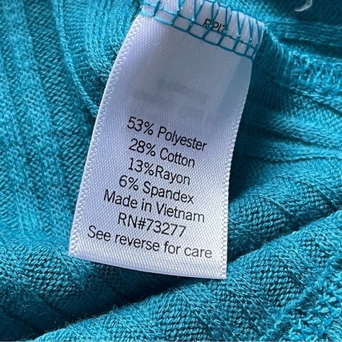 SO Crisscross Lace-Up Ties Front Long Sleeves Teal Ribbed Top Women’s Size M - Bild 8 von 8