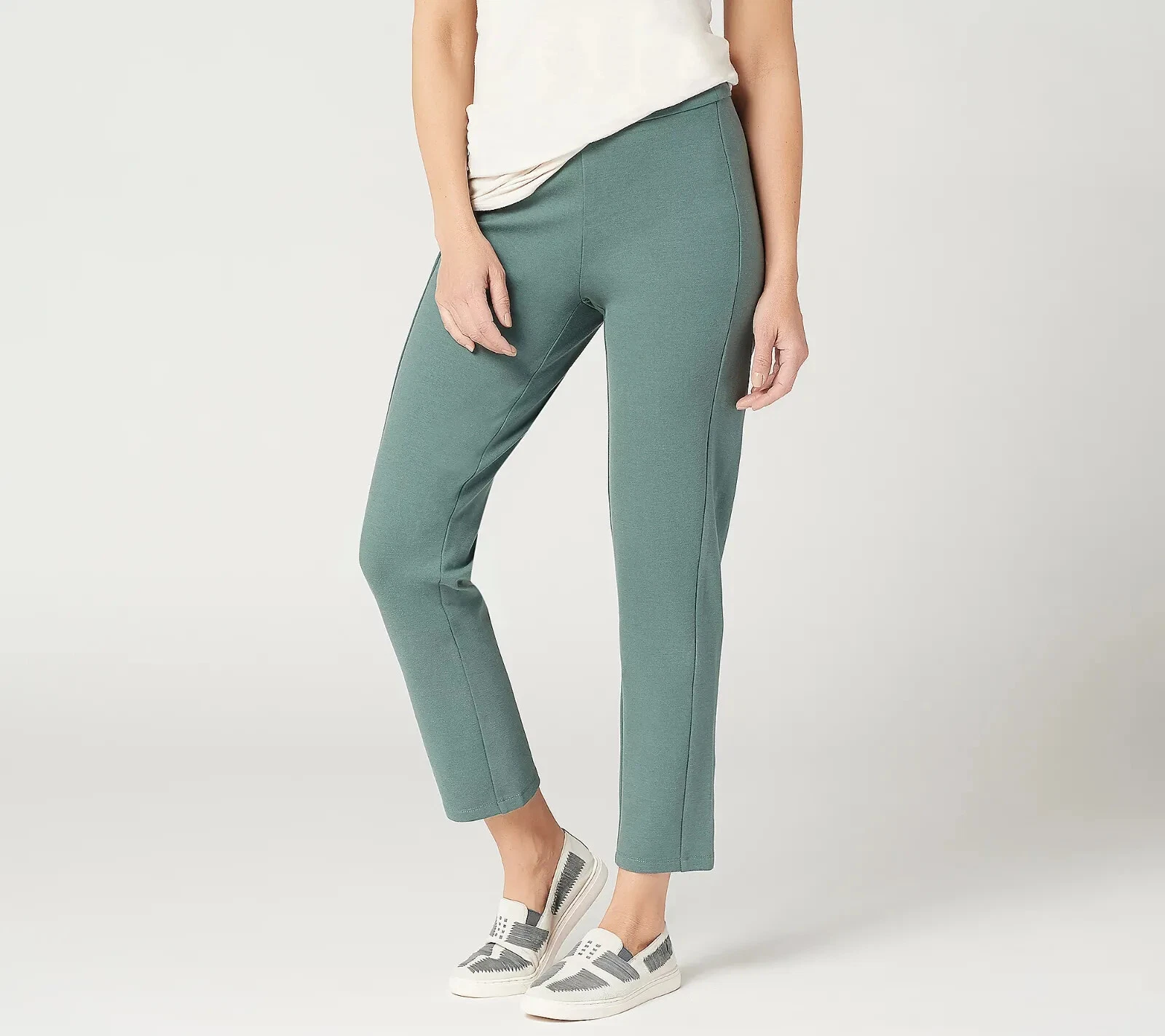 LOGO par Lori Goldstein Supreme Ponte pantalon pull on haute torsion   sarcelle   taille S