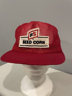 Vintage FS Seed Corn Farm Services Hat Retro Cap USA Red White | eBay