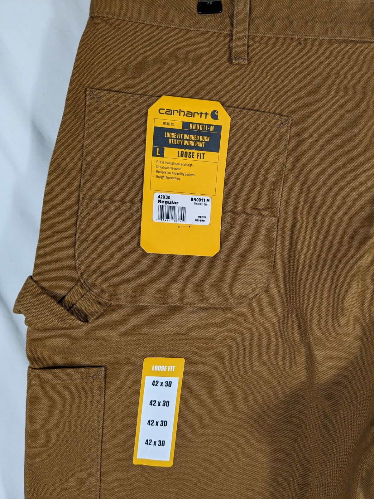 NEW Carhartt Men's Size 42x30 Brown Duck Work Pants B11 Loose Fit BN0011M 35481183744 eBay