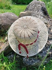 WOMENS SUMMER WIDE BRISTLE STRAW HAT ELEGANT BLACK BEIGE SEA