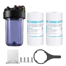 10 Inch Clear Whole House Water Filter Housing &2pcs Sediment Filtration System