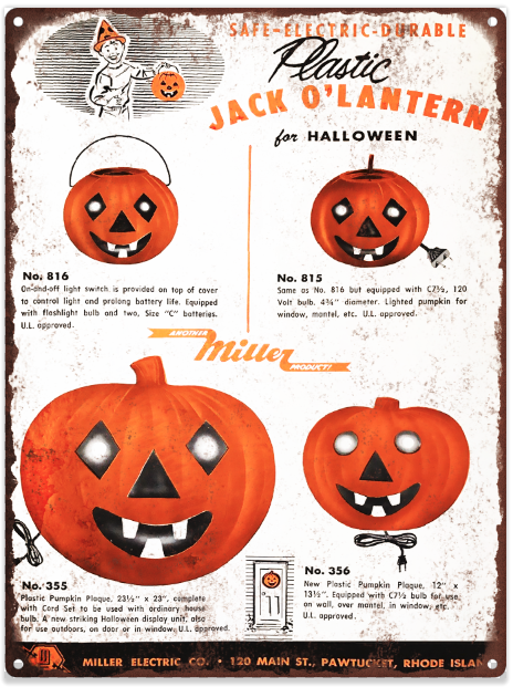 Miller Halloween Blow Mold JOL Mancave Metal Sign Repro 9x12