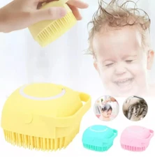 Silicone Bath Brush w Soap Dispenser-Body Scrubber, Handheld Hygiene Exfoliator