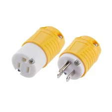 Extension Cord Ends Male and Female 1 Set, 15 Amp 125 Volt NEMA 5-1... Fast Ship