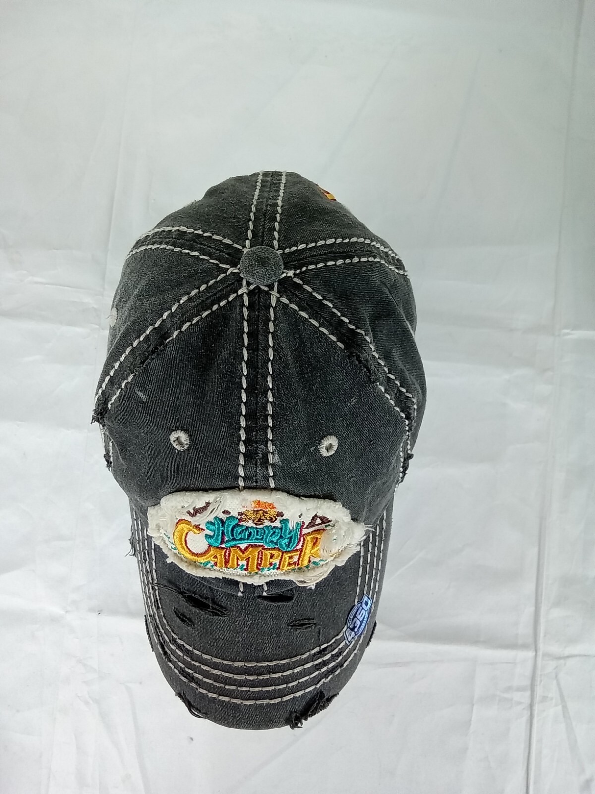 Happy Camper Patch Distressed Grey Ajustable Mens… - image 3