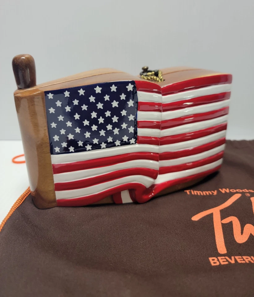 Bolso de Mano Timmy Woods BANDERA AMERICANA Madera "Dios Bendiga América" - Numerado Foto 3 de 4