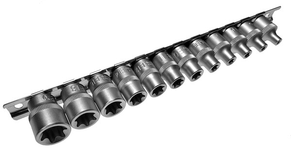 12 X SteckschlüSsel Satz Nuss Torx E-Profil E4 - E20 EinsäTze Auf Steckleiste-image