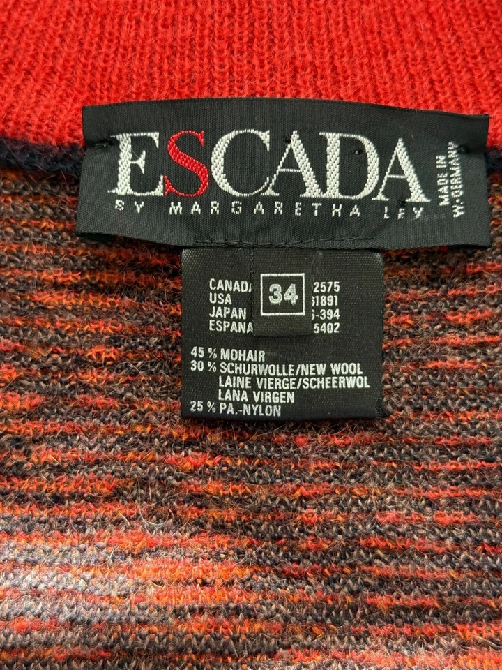 Cárdigan Suéter Chaqueta Lana Mohair Bolsillos De Colección Escada Margaretha Ley EU 34 Foto 4 de 4