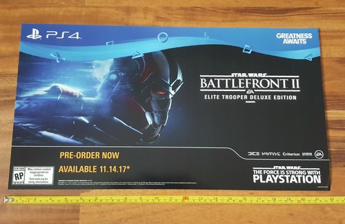 Calcomanía para ventana de exhibición de tienda Star Wars Battlefront II RP Sony PS4 2017 ¡Sin usar! - Imagen 2 de 5