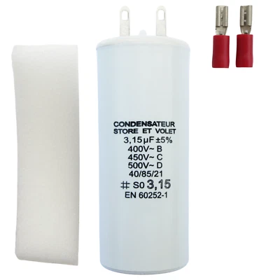 BECKER DELTA DORE Condensateur de 3.15 µF (uF) pour moteur Becker, Delta Dore, Deprat, Jolly Motor