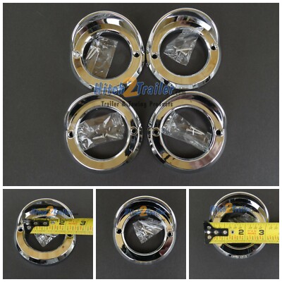 (4) 2'' Round Marker light Chrome bezel with Visor Truck Trailer 2'' Grommet mount