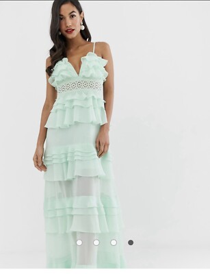 True Decadence premium frill layered cami maxi dress with lace insert |  eBay UK