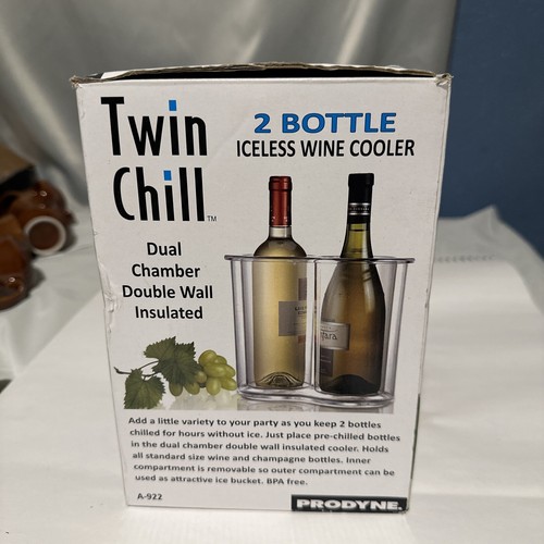 Enfriador de vino sin hielo Twin-Chill 2 botellas doble como cubo de hielo, Prodyne NUEVO - Imagen 2 de 5
