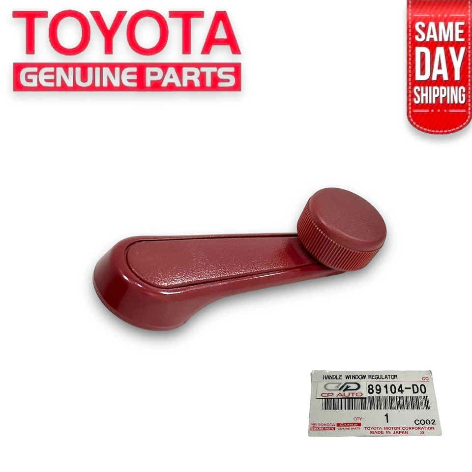 86 - 92 TOYOTA PICKUP RIGHT LEFT DOOR WINDOW CRANK INSIDE HANDLE SET RED OEM NEW - Image 4 of 4