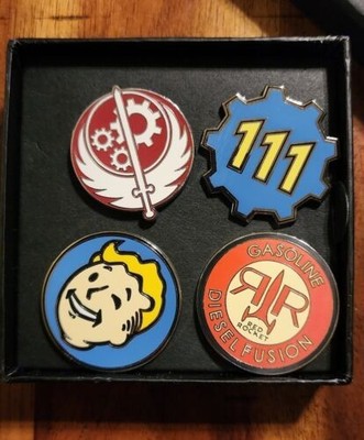   Fallout 4 Vault-Tec Collector Enamel Pin Set (4)   Bethesda Exclusive RARE!