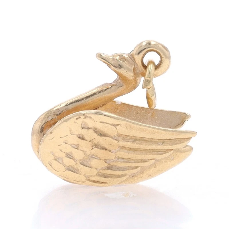 Yellow Gold Floating Swan Charm - 10k Graceful Bird - Image 2 of 4