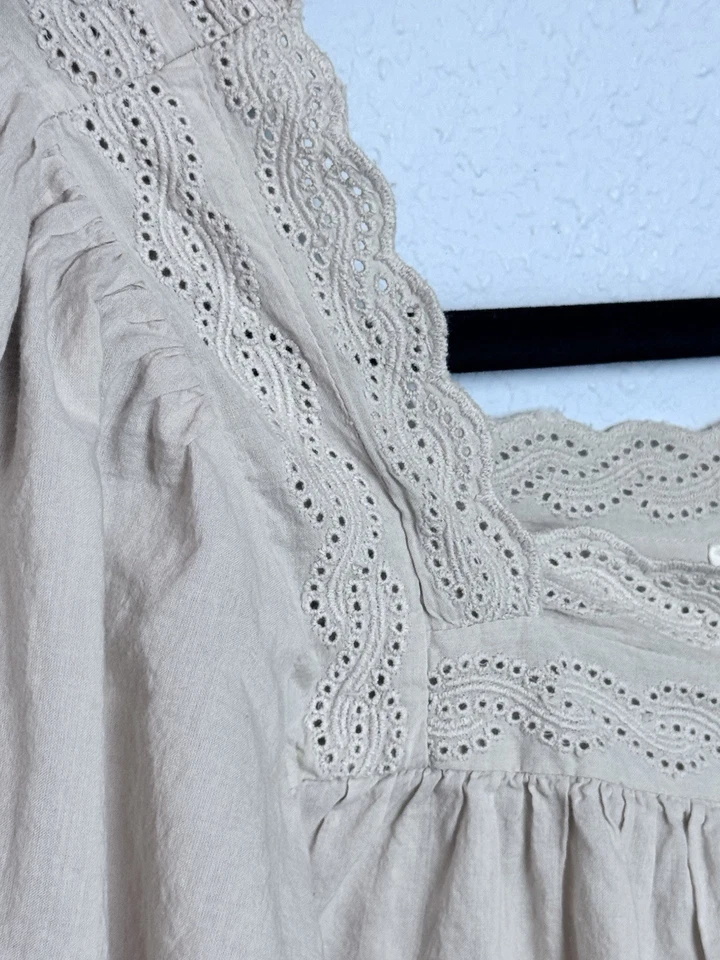 Camisa para dormir The Great The Eyelet Button talla 2 para mujer roseta suave manga 3/4 Foto 3 de 4