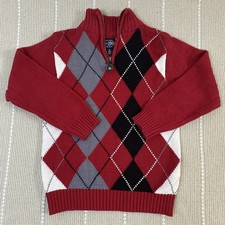 The Children's Place Red Argyle Cotton Blend Sweater Boys Size Small 5/6