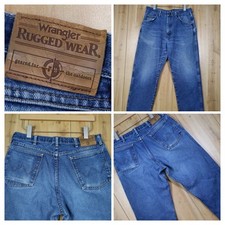 VTG Wrangler Jeans Mens 32x28 (Tag 34x30) Rugged Wear USA Made Blue Cowboy Faded