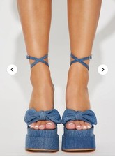 SOLD OUT! Fashion Nova FIND YOUR LOVE Women's Denim Platform Heel Sandals