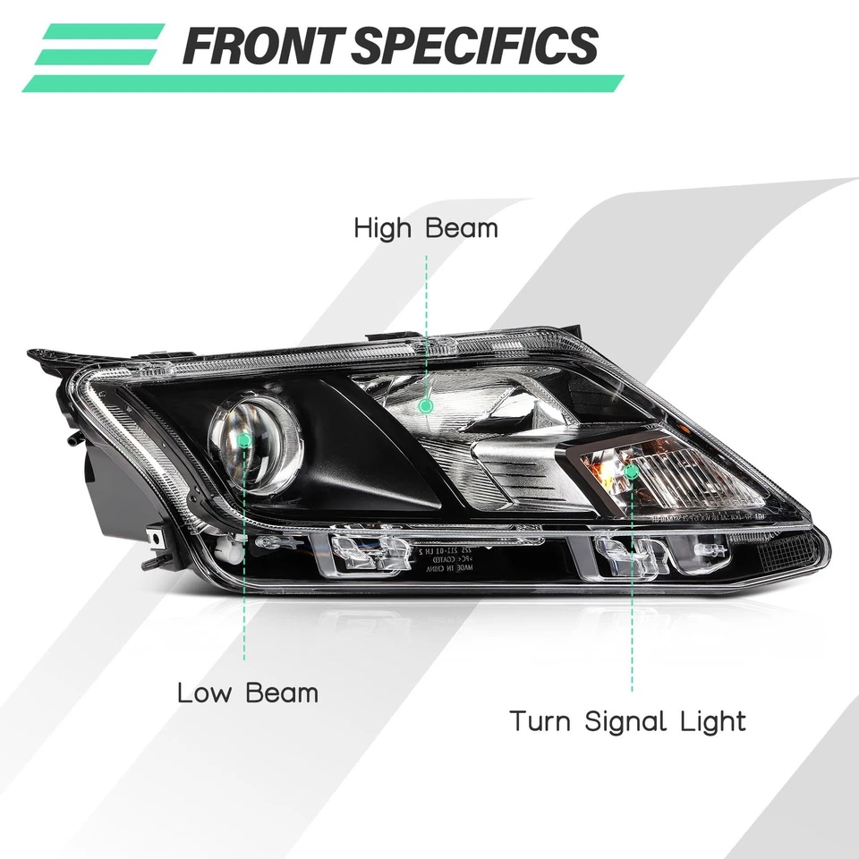 适用于 2010 - 2012 年福特 Fusion 车头灯总成黑色外壳 左 + 右 — 第 2/4 张图片