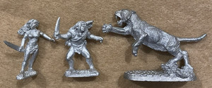 Custom set of Tarzan Lord of the Jungle with Jane and Leaping Tiger - 28mm figs
