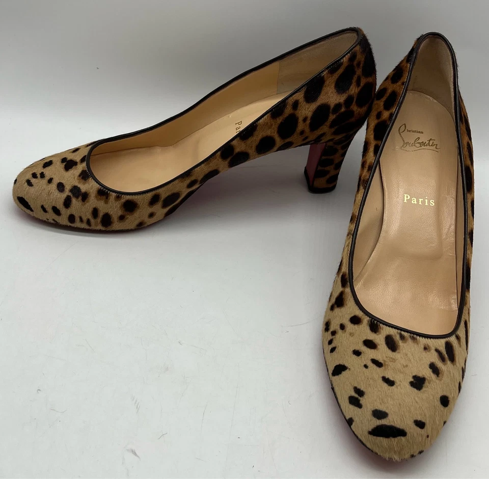 Christian Louboutin RE-SOLED Mistica 60 Pony Guepard Bloque Tacón Bomba talla 41 Foto 3 de 4