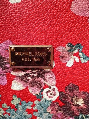 MICHAEL KORS KELLEN SANGRIA RED FLORAL SATCHEL PURSE HANDBAG TOTE 35H7GSOSOR NEW