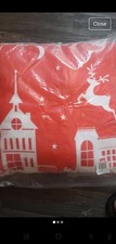 43 cms X 43 cms Town Scene Light Up Cushion Red White Reindeer Christmas Decor