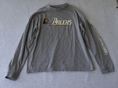 Indiana Pacers Shirt Mens L Gray NBA Long Sleeve Basketball Team Logo Cotton Tee