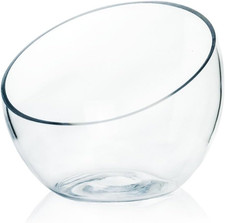 Slanted Glass Bubble Bowl Vase - 8.5" Tall, Perfect for Terrariums Flowers