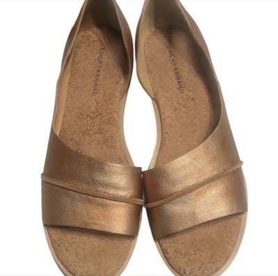 Lucky Brand Fentin 2 Slip On Flat Rose Gold Leather D'Orsay Shoes Women Size 8.5