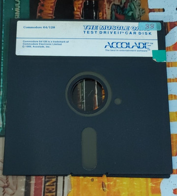 Test Drive II Data Muscle cars  (1987) Commodore 64 (Diskette) works 8-bit blue