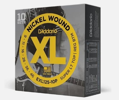 10 Sets EXL125 Electric Guitar Strings 09-46 Custom Light D'Addario EXL125-10P