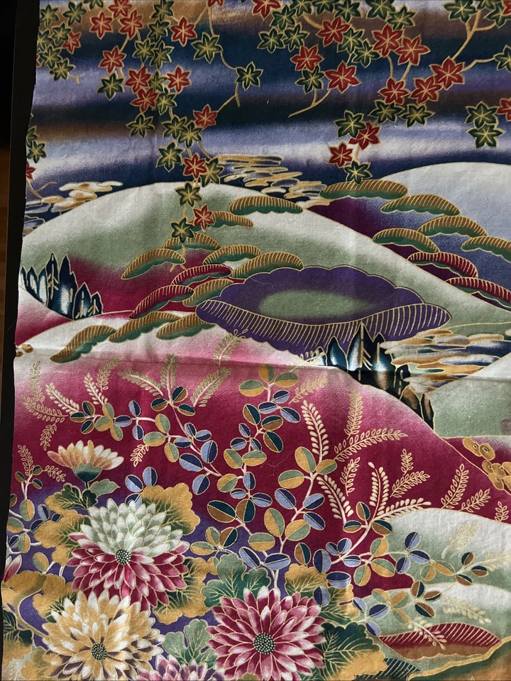 Floral w/ Metallic  Cotton Fabric 32.75 X 41” - Image 2 of 4