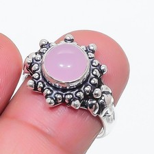 Pink Rose Quartz Gemstone 925 Sterling Silver Jewelry All Size Ring For Gift
