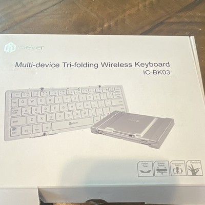 iClever IC-BK03 Wireless Tri-Fold Multi-Device Keyboard White English QWERTY