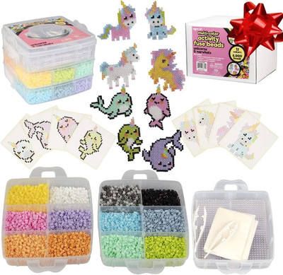 Fuse Beads Super Value Kit- 8000 Beads- Unicorn & Narwhals- Includes 12 Colors,