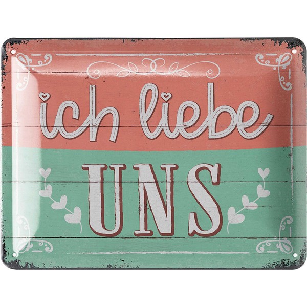 Lanolu Blechschild Ich Liebe Uns Spruchschild Retro - 15X20Cm-image
