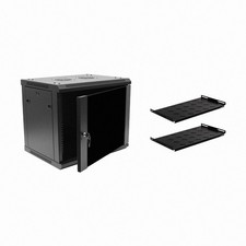 9U IT Wall Mount Network Server Cabinet Rack Enclosure Glass Door Lock w/shelves