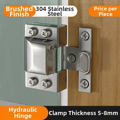 Glastürscharnier hydraulisch mit U-Clip ohne Stanzen für rahmenlose Glastüren