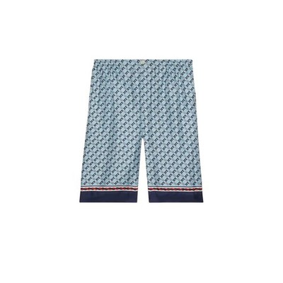 Authentic Men's Gucci Blue GG Squared Geometric Silk Shorts 672698 New $1350