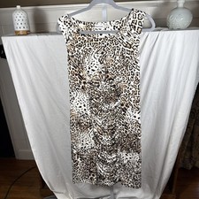 Light beige black cheetah MARVIN RICHARDS stretch bodycon dress 12 EUC