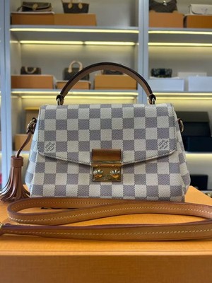 Louis Vuitton Croisette Small Damier Azur Canvas Handbag Crossbody Bag Authentic