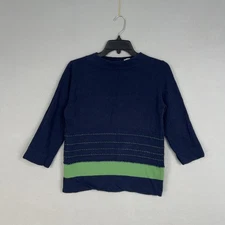 Field Flower Sweater Womens Medium Blue Green Striped Pullover Angora Boho Luxe