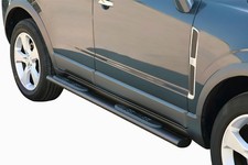 Schwellerrohre oval mit Tritt SCHWARZ für OPEL Antara L-A 2007-11 V2A Ø76mm TÜV