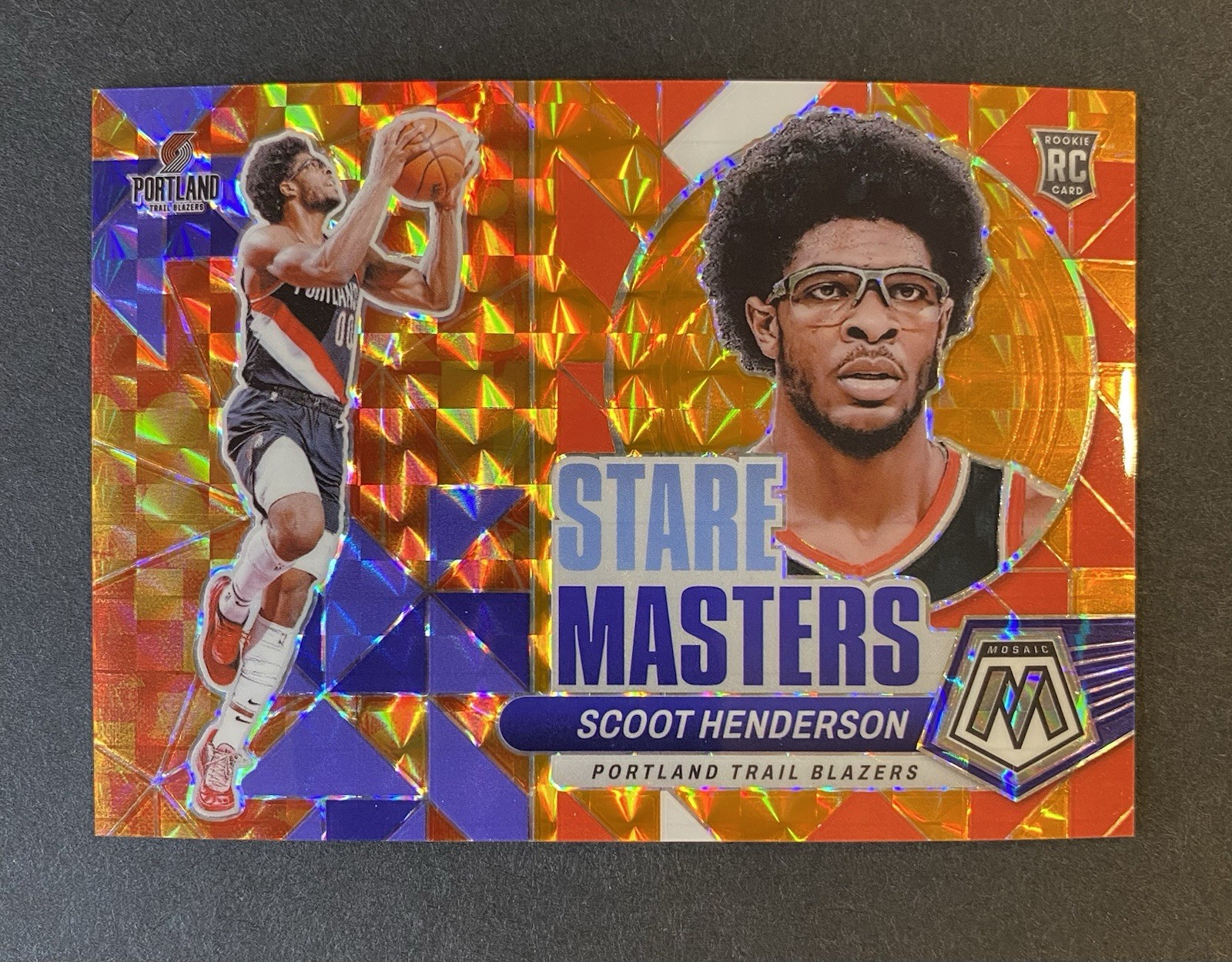 2023-24 Mosaic - Stare Masters Scoot Henderson #12 Orange Mosaic Prizm /49 (RC)