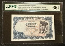 Spain 1971 500 Pesetas PMG Certified Banknote UNC 66 EPQ Pick 153a Spanish Note